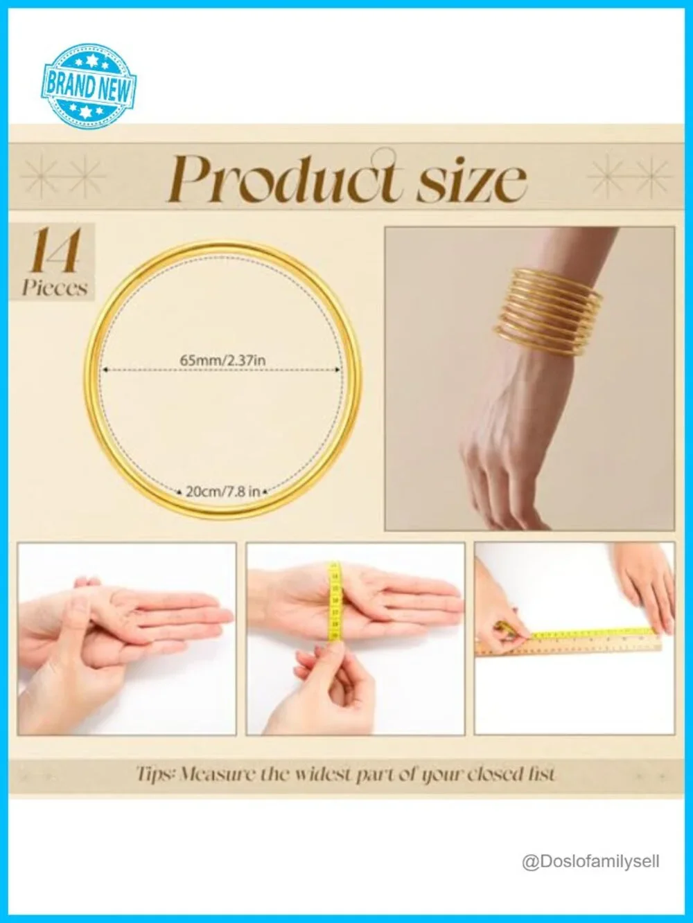 14 Pcs 3mm Gold Plated Stainless Steel Multi Layer Stackable Thin Bangle